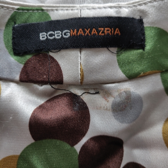 BCBG Silk Retro Polka Dot Tie Side Wrap Blouse M - Picture 2 of 6